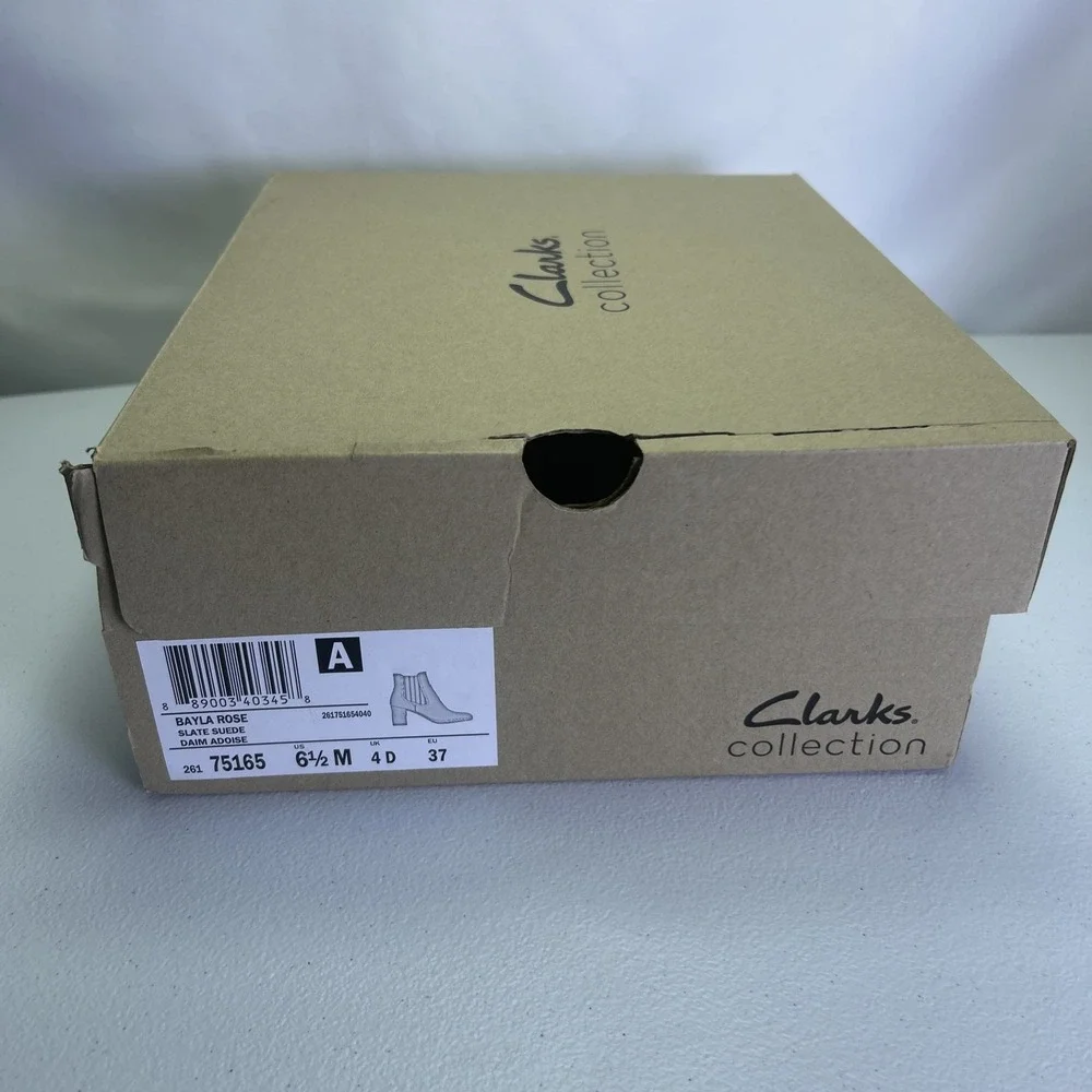 Clarks Collection Bayla Rose Women's Suede Ankle Boots Taupe/Olive Size 6.5 M